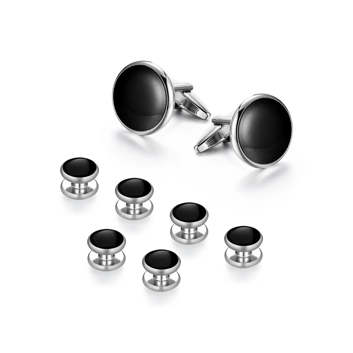 Solid Men's Cufflinks Studs Set for Tuxedo Minimalist Navy Blue Man Shirt Cufflinks for Men's Father Husband