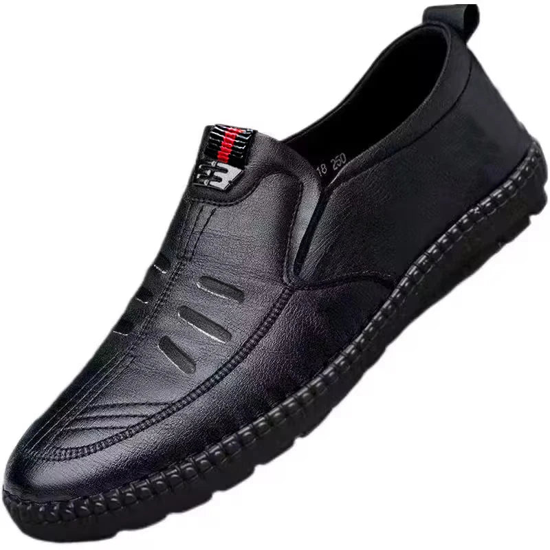 Mens PU Leather Loafers Non Slip Walking Flats Breathable Outdoor Slip on Casual Shoes for Male Work Office Driving