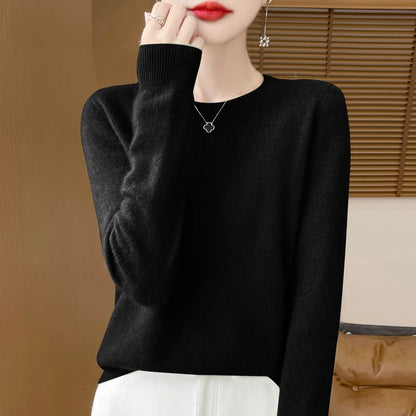 Women 100% Merino Wool Sweater New Fashion O-Neck Pullover Tops Basic Jumper Autumn Winter Woman Cashmere Sweater Knitted Blouse