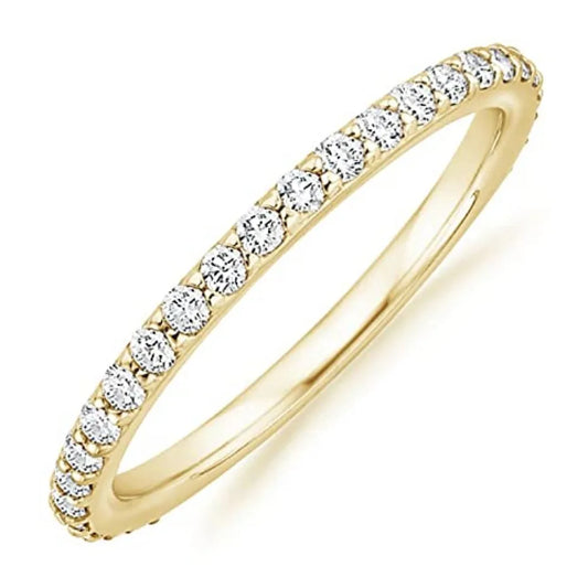 4K Gold Plated Eternity  Stackable Cubic Zirconia Gold Band  Dainty -Inspired Womens Wedding Jewelry