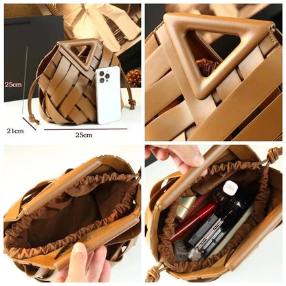 Trendy Vegan Leather Woven Tote Bag for Women Top Handle Purses and Handbags Fashionable Crossbody Shoulder Bag Tote Purses 2025