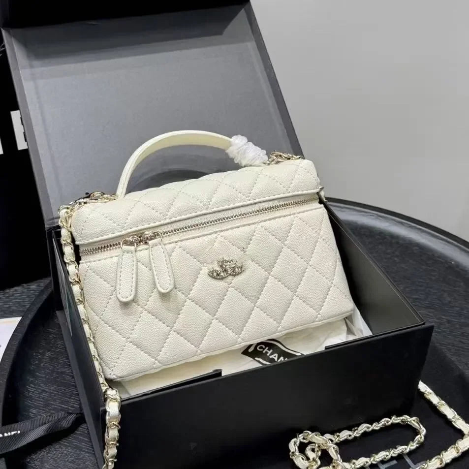 Channeled Bag Women designer makeup bag High Quality Sheepskin Diamond Lattice Handle Vanity Box Tote Bags Crossbody Shoulder Co