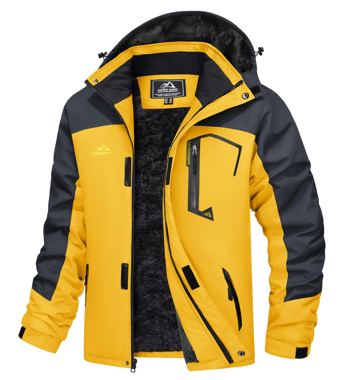 Men's Water-Resistant Ski Jacket Winter Fleece Lined Snow Coat Warm Windproof Outdoor Jacket