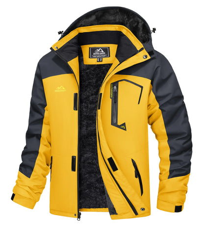 Men's Water-Resistant Ski Jacket Winter Fleece Lined Snow Coat Warm Windproof Outdoor Jacket