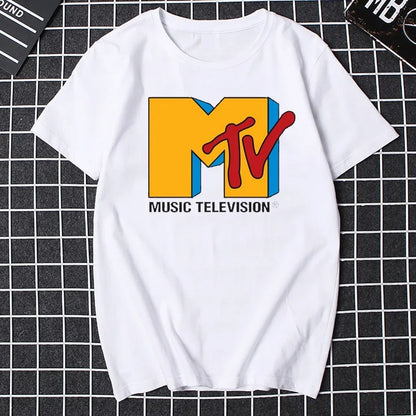 Men Clothing Retro T Shirt Vintage Rock Hip Hop Tv T Shirt Summer Unisex Casual Tshirt Mtv Music Television Graphic Tshirts Tees