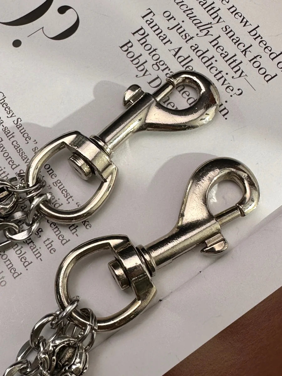 Original DIY Vajra Dice Double-Layer Silvery Chain Pants Fashionable Men And Women Luxury Accessories Y2K Style Punk Hip-Hop
