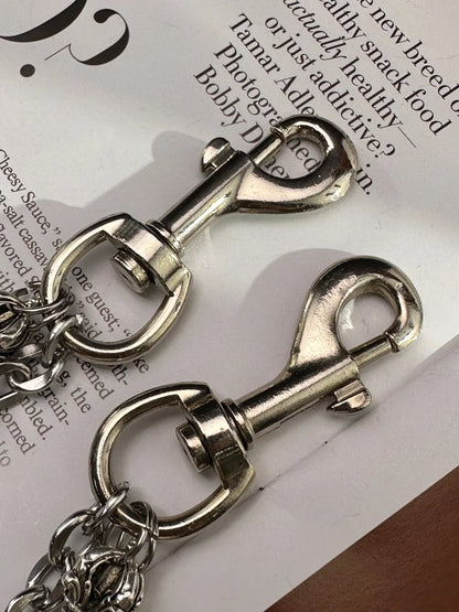 Original DIY Vajra Dice Double-Layer Silvery Chain Pants Fashionable Men And Women Luxury Accessories Y2K Style Punk Hip-Hop