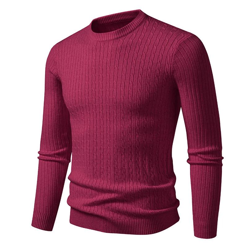 New Men's Crew Neck Sweaters Long Sleeve Lightweight Knit Dress Pullover Sweaters Casual outwear Twist Patterned Cable Sweaters