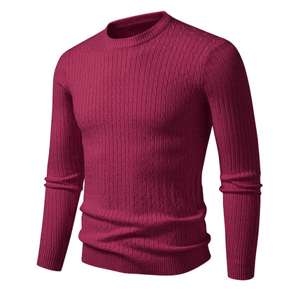 New Men's Crew Neck Sweaters Long Sleeve Lightweight Knit Dress Pullover Sweaters Casual outwear Twist Patterned Cable Sweaters