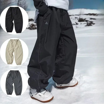 Fashion Single Board Ski Pants Casual Track High Waist Wide Pants Waterproof Wear Resistant Professional Double Board Ski Pants