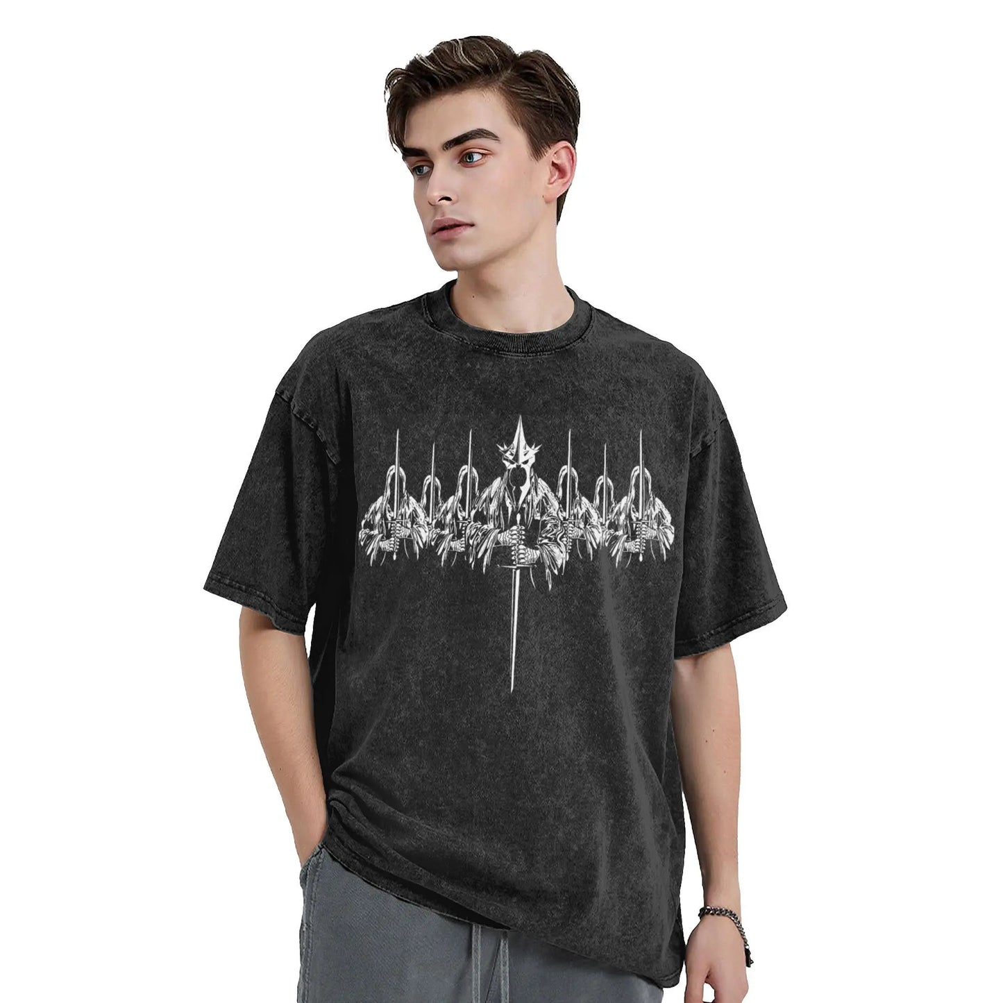 Washed T Shirts 7 Kings Mordor L-Lords Of The R-Rings Hip Hop Novelty T-Shirts