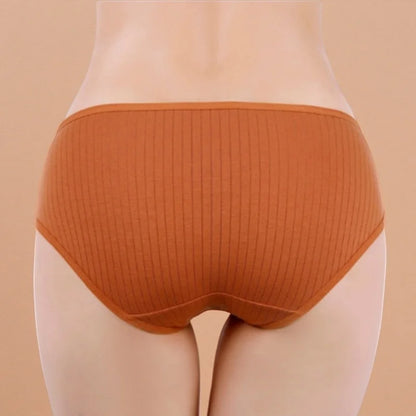 7Pcs/Set Women Cotton Ribbed Panties Mid-Rise Briefs with Bow Detail Comfort Breathable Underwear Sexy Lingerie Intimates M-XL