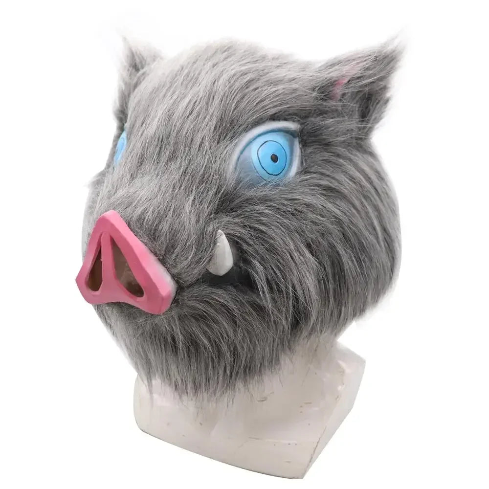 2026 Halloween Inosuke Hashibira Masker Helm  Cosplay Cape Haar Varkensmasker Hoofddeksels