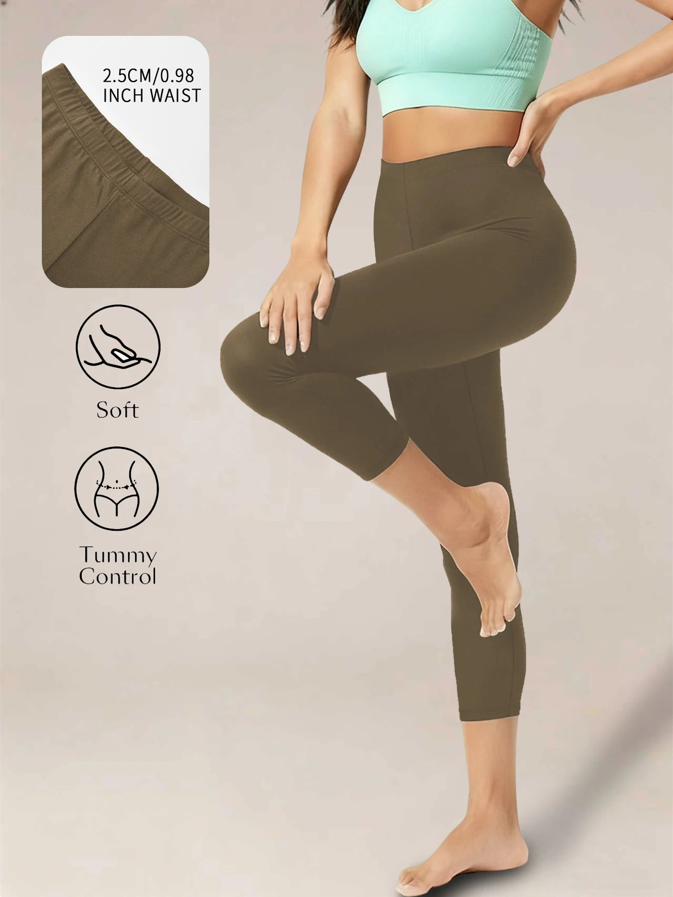 Super Soft Yoga Running Pants Women Capri Leggings No See Through Athletic Workout Home Casual Leggings