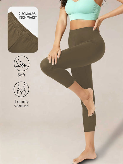 Super Soft Yoga Running Pants Women Capri Leggings No See Through Athletic Workout Home Casual Leggings