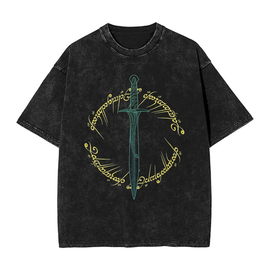 Sting L-Lords Of The R-Rings T Shirt Hip Hop Washed Oversize T-Shirt  Vintage for Men Women Tops Streetwear Summer Tee Shirt