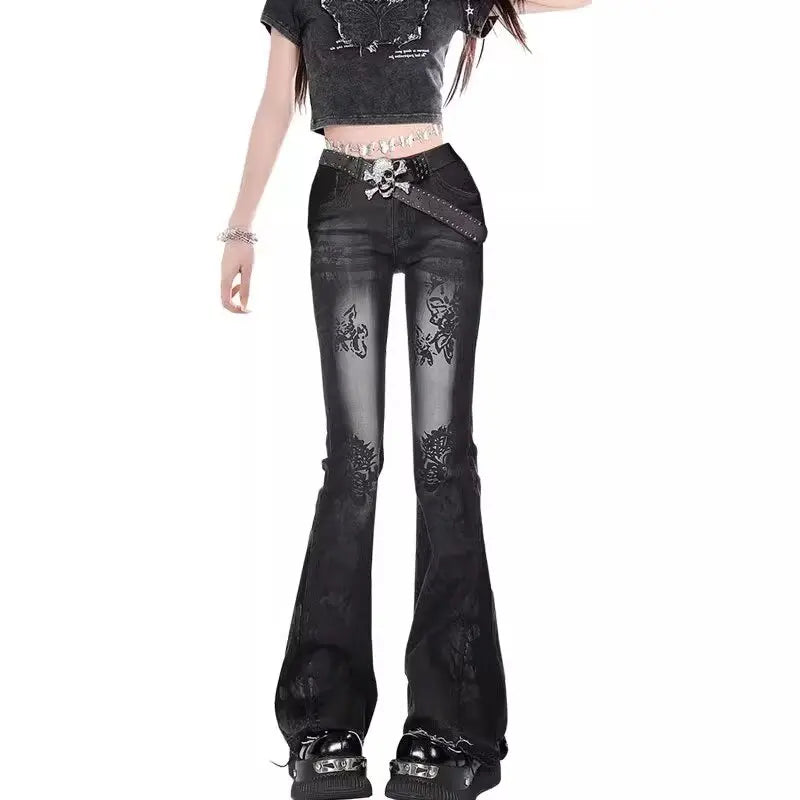 Flared Jeans for Woman Jorts Jeans Pants Women Shoujo Girl Style Women's Spring Clothes Coquette Jean Baggy Y2k Clothing Denim