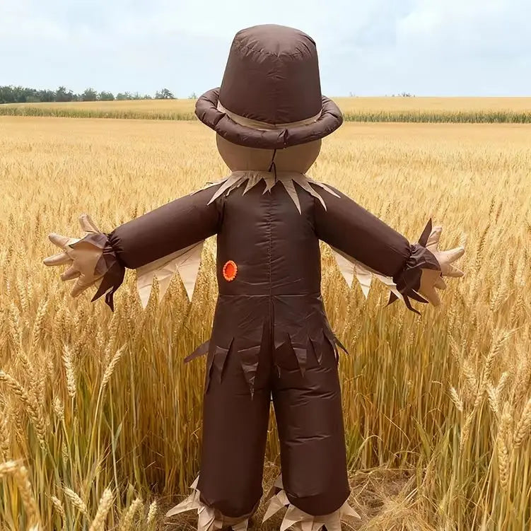Haunted House Party Scarecrow Inflatable Costume Glowing Eyes Cosplay Horror Costume Full Body Blow Up Suit Carnival Christmas