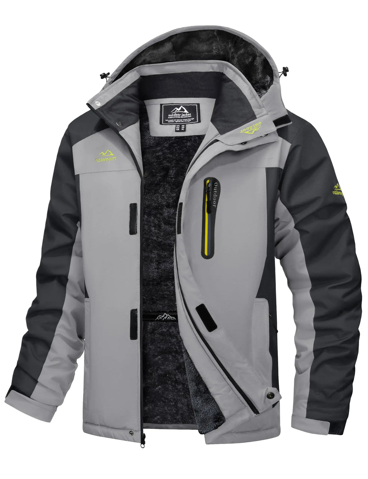 Men's Winter Jacket Waterproof Windproof Fleece Lined Parka Warm Thermal Coat with Removable Hood Outdoor Ski Snowboard Jacket