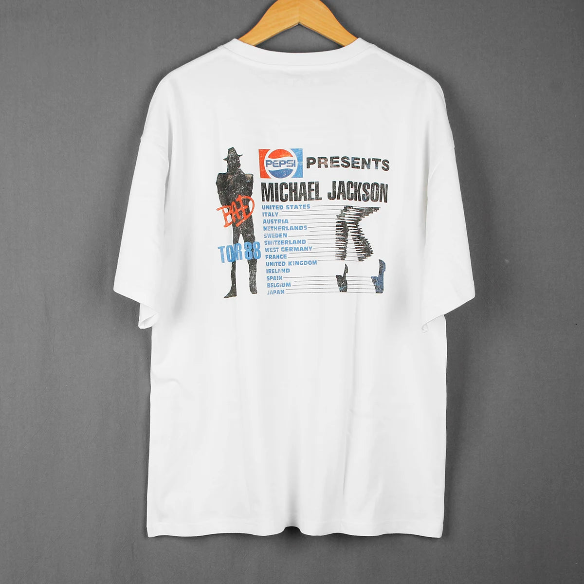 Michael Jackson Bad T-Shirt Retro Design Tour Drop Shoulders Pop King Music Short Sleeves Printed Cotton Men's Top Shirts