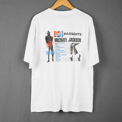 Michael Jackson Bad T-Shirt Retro Design Tour Drop Shoulders Pop King Music Short Sleeves Printed Cotton Men's Top Shirts