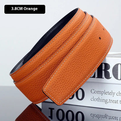 Luxury Belt Ultra-Thin Pointed Belt Headless Men And Women First Layer Cowhide H Buckle Replacement Belt Buckleless 3.2/3.8cm