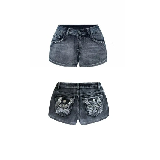 Korean Denim Shorts Jorts Women Summer Fashion Casual Low Waist Jeans Slim Y2K Hot Sexy Pants Streetwear Blue Vintage Trousers