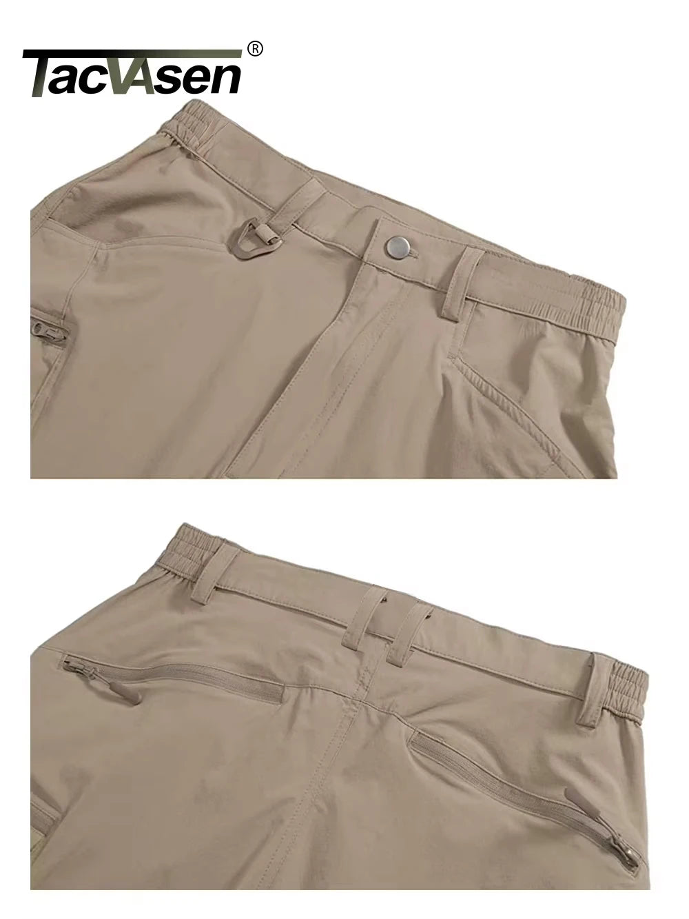 TACVASEN Summer Lightweight Trousers Mens Fishing Pants Outdoor Hiking Nylon Quick Dry Pockets Cargo Pants Casual Work Trousers