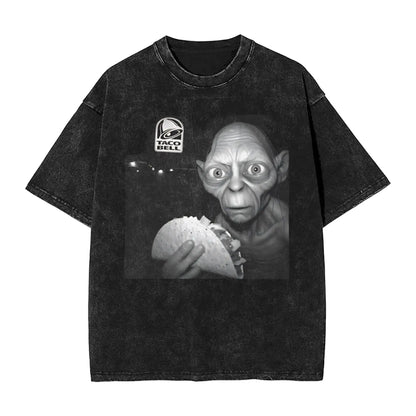Gollum Lords Rings Funny Meme T Shirts Hip Hop Washed Short Sleeve Harajuku T-Shirt Casual for Men Women Streetwear Printed Tees