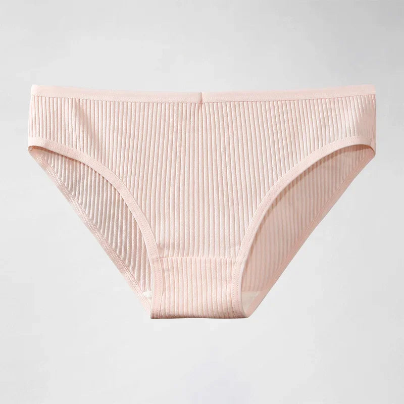 Women's pure cotton underwear women's comfortable breathable striped 100% cotton crotch briefs mid-waist simple girl underpants