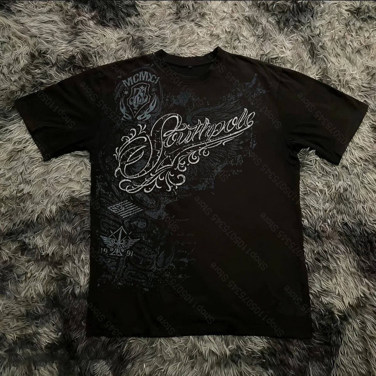 Retro Classic Gothic Style T-shirt Print Oversized Shirt High Street Shirts Gothic Round Neck Cotton Tops New Mens Women T Shirt