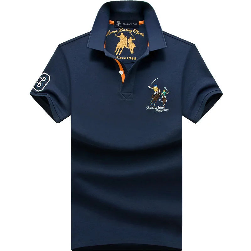 Fashion Polo T Shirt Man Cotton Big Size Polo Shirt Men Casual Embroidery Lapel Button Shirt Short Sleeve High Quality Male Red