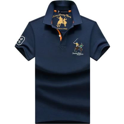 Fashion Polo T Shirt Man Cotton Big Size Polo Shirt Men Casual Embroidery Lapel Button Shirt Short Sleeve High Quality Male Red