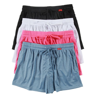 Solid-coloured Men's Mesh Thin Section Loose Fashion Pockets Elastic Large Size Sleep Bottom Boxer Shorts Homewear