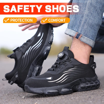 Air Cushion Soft Sole Men's Anti-smash Non-Slip Breathable Work Safety Shoes Men's Steel Toe Puncture Proof Anti-skid Work Safet