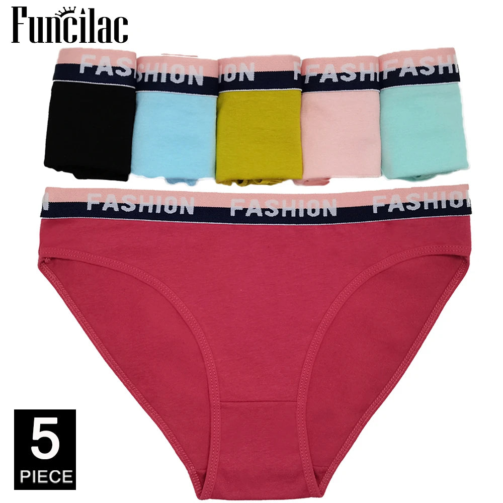 Sexy Panties for Women Cotton Soft Female Underwear Lace Briefs set Ladies Striped Bikini Intimates Lingerie 5 pcs/lot