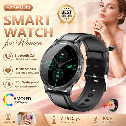 Fashion Women Smart Watch 1.32”AMOLED 100+dials Heart Rate Blood Oxygen Blood Pressure Monitoring Waterproof Give a Gift 2026New