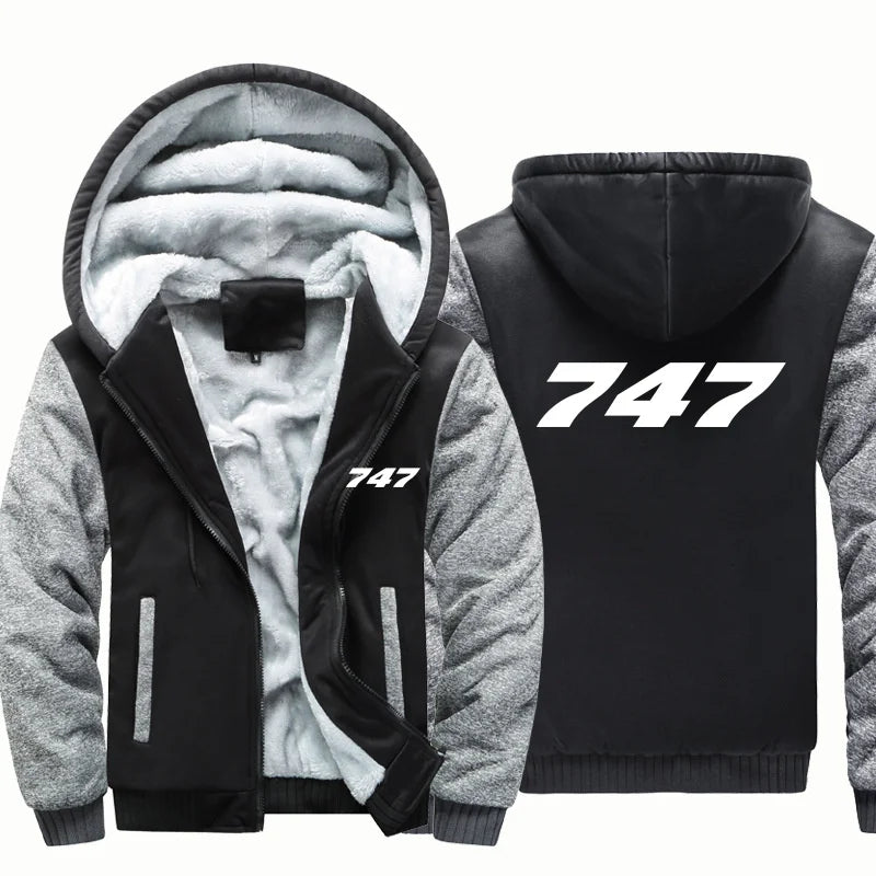 Hooded 747 Aviation Pilots Flight Fleece Warm Wool Thick Men Coat Jackets Autumn Winter Hoodies Sweatshirts