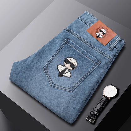 Fashion Men Jeans Stretch Straight Leg Casual Slim Fit Denim Pants Male Brand Luxury Design