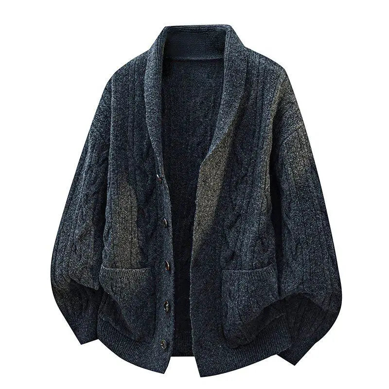 Legible Autumn and Winter Casual Sweater Men Loose Knitted Cardigan Male Round Neck Collar Sweatercoats Man