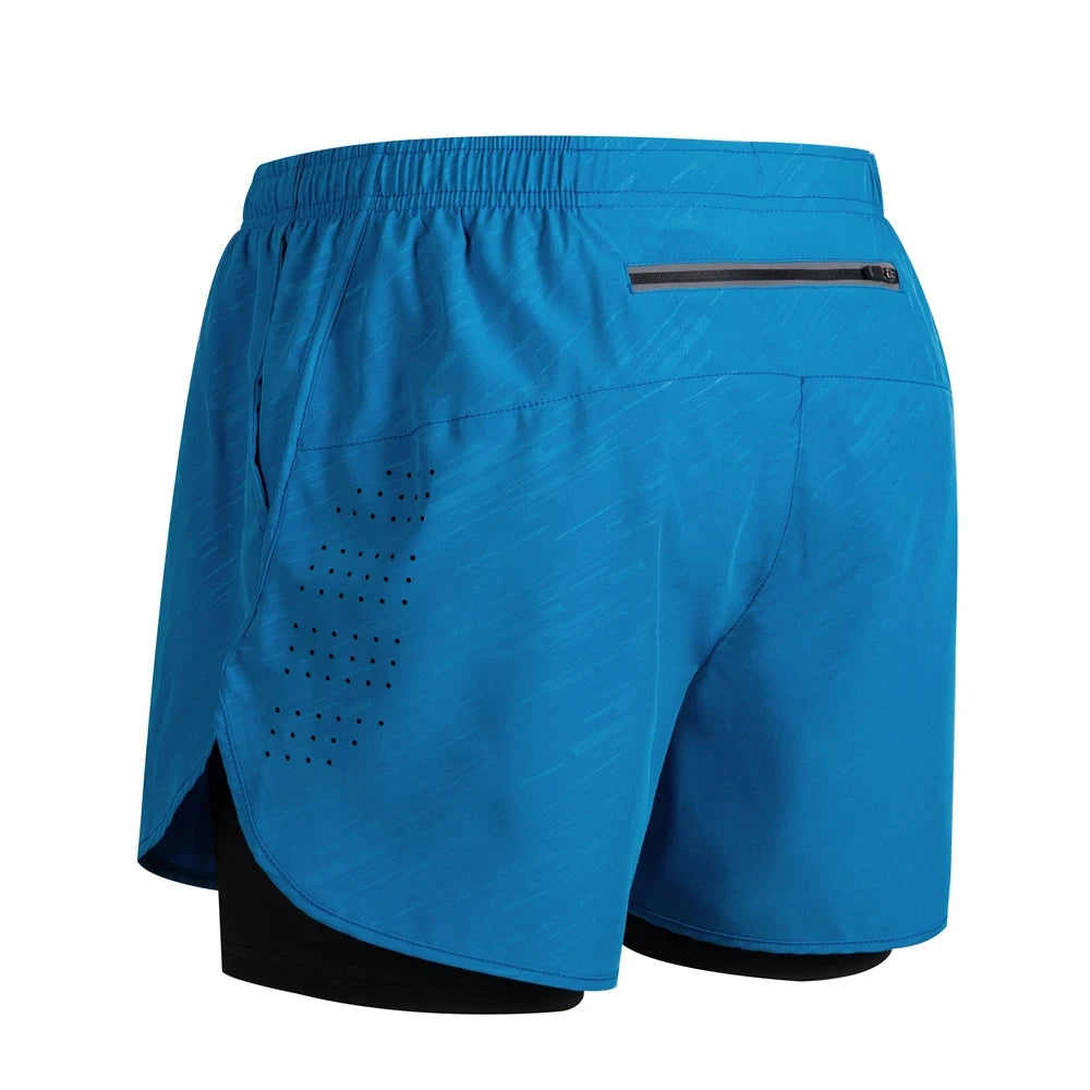 Summer Men's Reflective Running Shorts Fitness Quick Drying Double-Layer Shorts Men's Exercise Training Bodybuilding Shorts