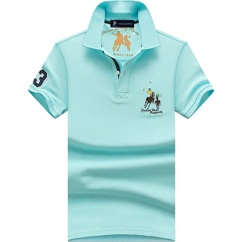 Fashion Polo T Shirt Man Cotton Big Size Polo Shirt Men Casual Embroidery Lapel Button Shirt Short Sleeve High Quality Male Red