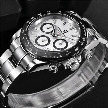 PAGANI DESIGN PD1644 Men's VK63 Quartz Chronograph Watch Sapphire Glass Stainless Steel 100M Waterproof Sport Wristwatch