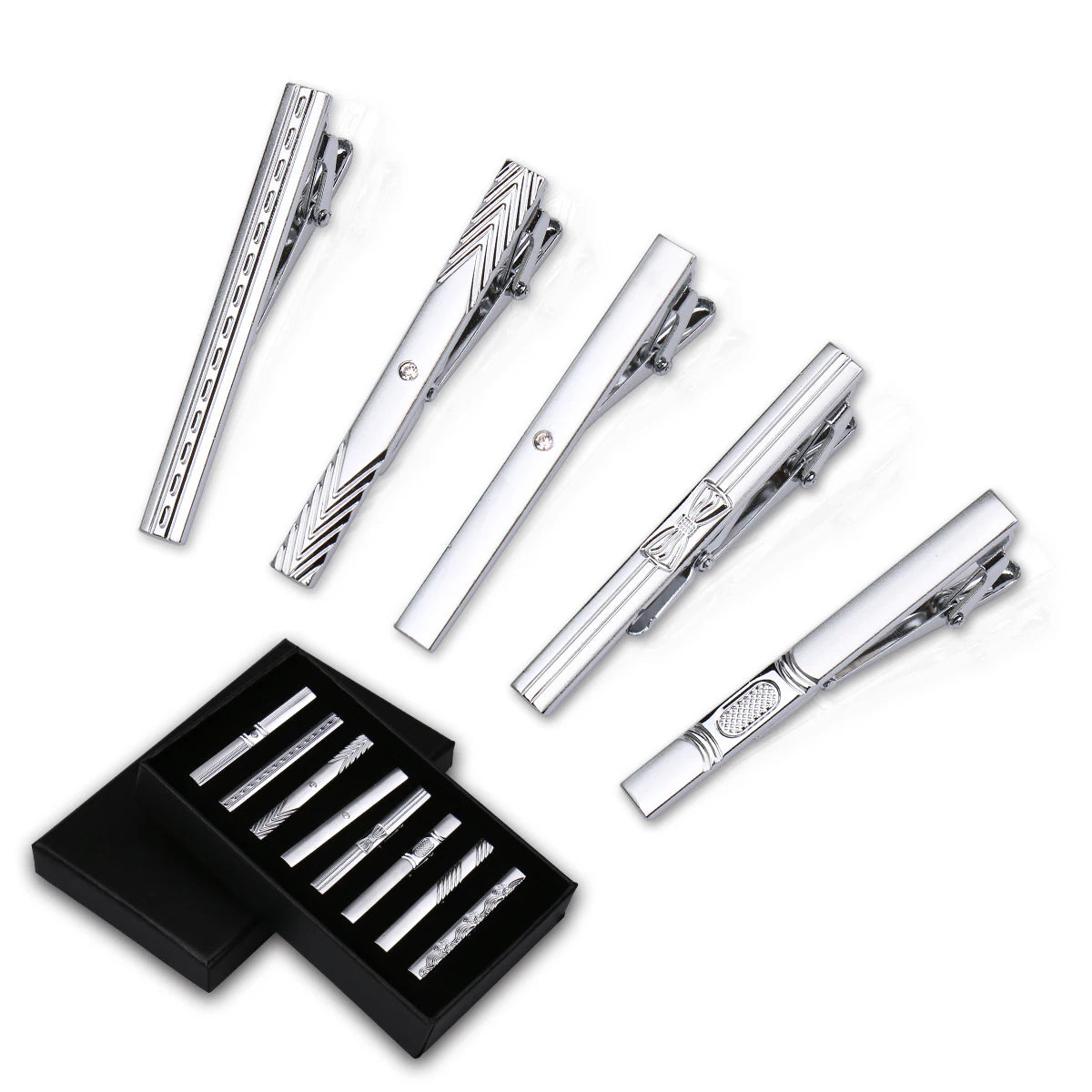 Luxury Men's Tie Clips Set Gifts Box Hight Quality Tieclip Business Accessories Suit 8 Pieces Set Multiple Styles Gifts For Men