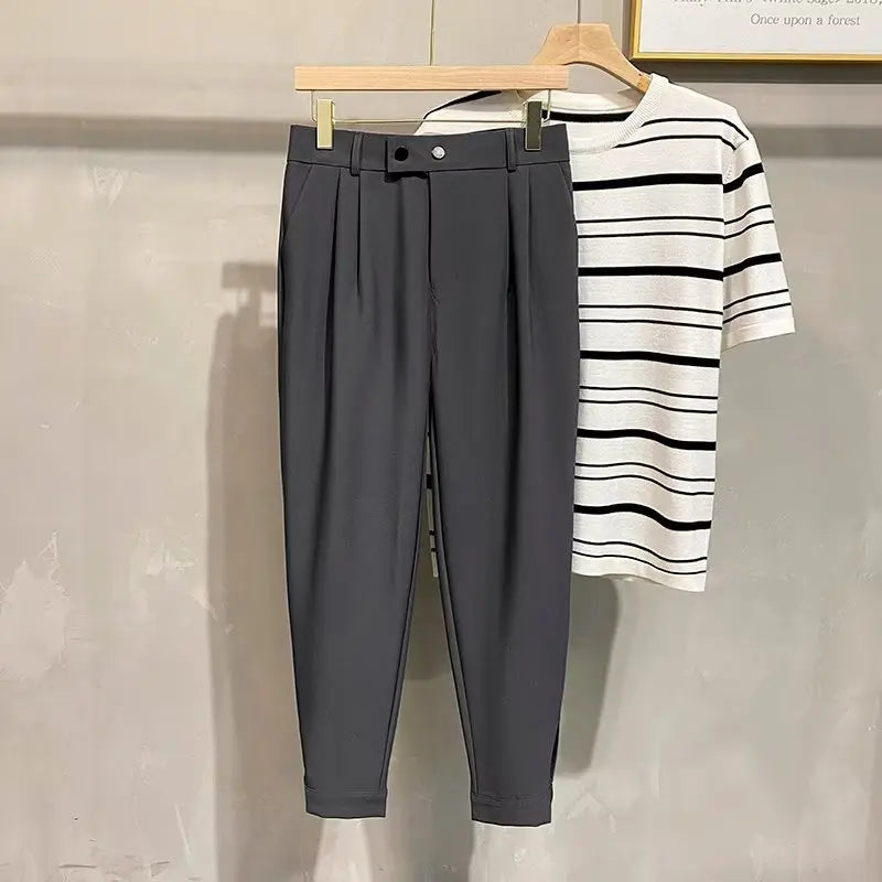 Luxury Fashion Straight Men's Casual Pants Spring Summer Harem Business Formal Male Trousers Trendy Brand