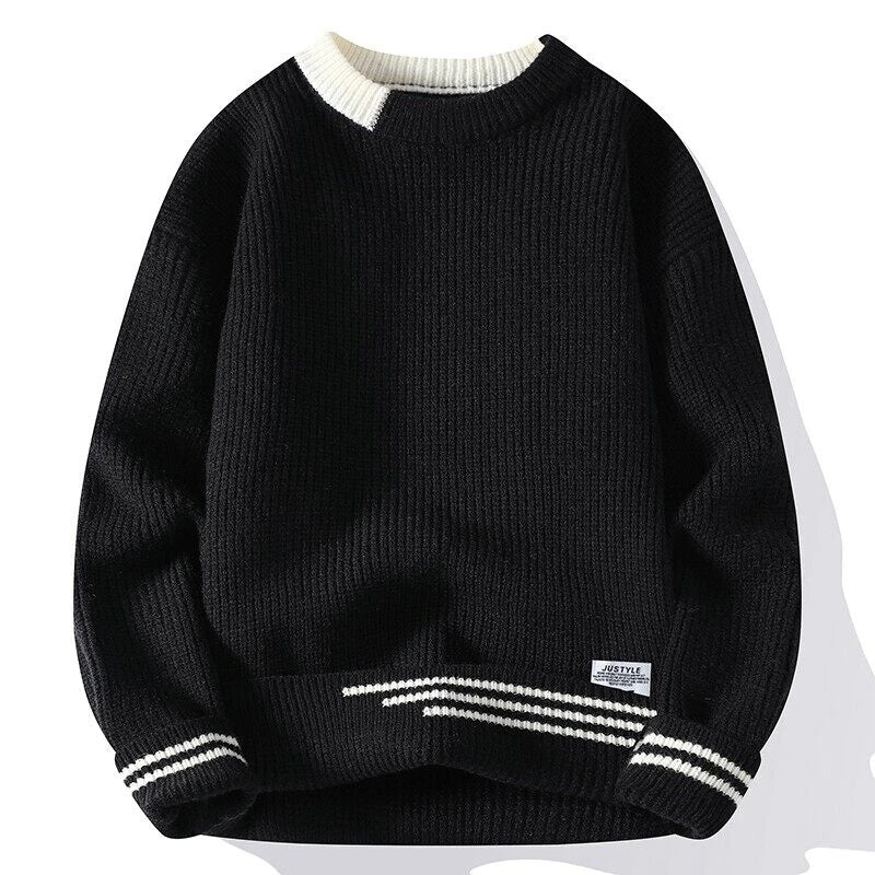 Legible Autumn and Winter Casual Sweaters Men Round Neck Collar Knitted Pullovers Male Loose Sweater Man
