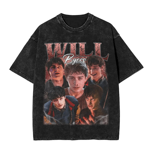 Oversized Washed T Shirt Will Byers  Loose T Shirts TV Show Popular Tshirt for Couple Summer Aesthetic Print Clothes