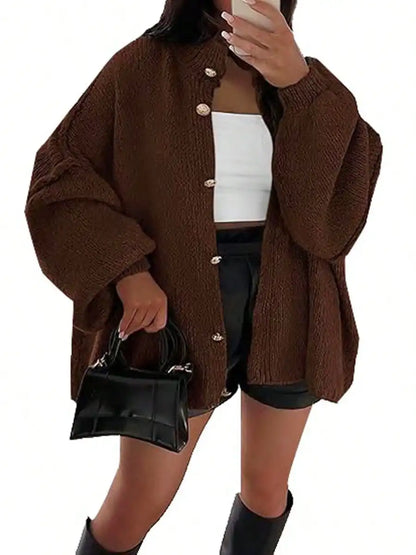 Womens Oversized Loose Fall Sweater Cardigans Long Lantern Sleeve Button Down Chunky Knit Coats