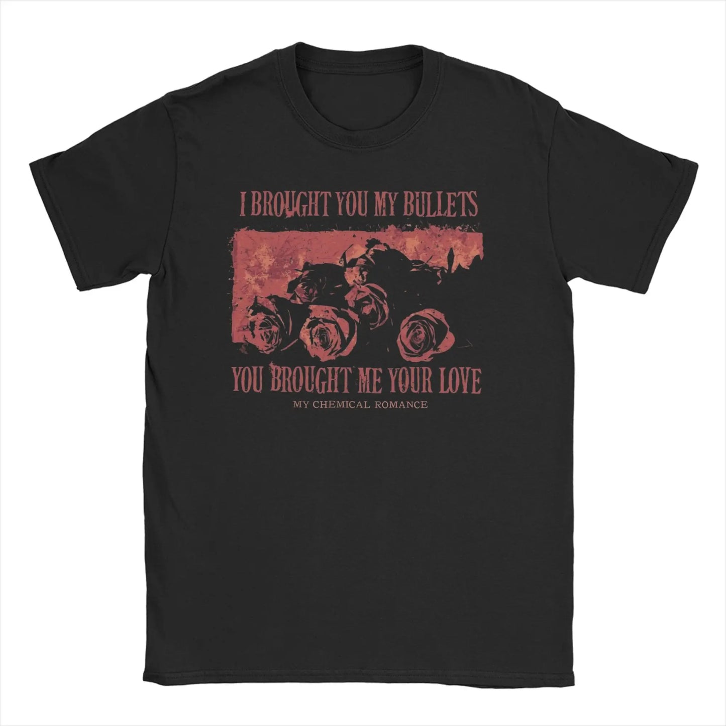 Short Sleeved Round Neck Y2k Tshirt Men Clothing New in Top & Tees Mens T-Shirt Cat Parade Band Punk My Chemical Romance