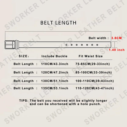 Vintage Genuine Leather Men's Belt With Solid Brass Buckle, Casual Pin Buckle Belt With Gift Box, Thickened Italian Cowhide
